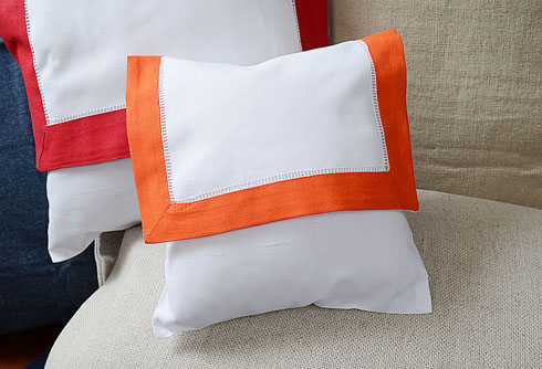 Mini Hemstitch Baby Envelope Pillows 8x8" Orange color border